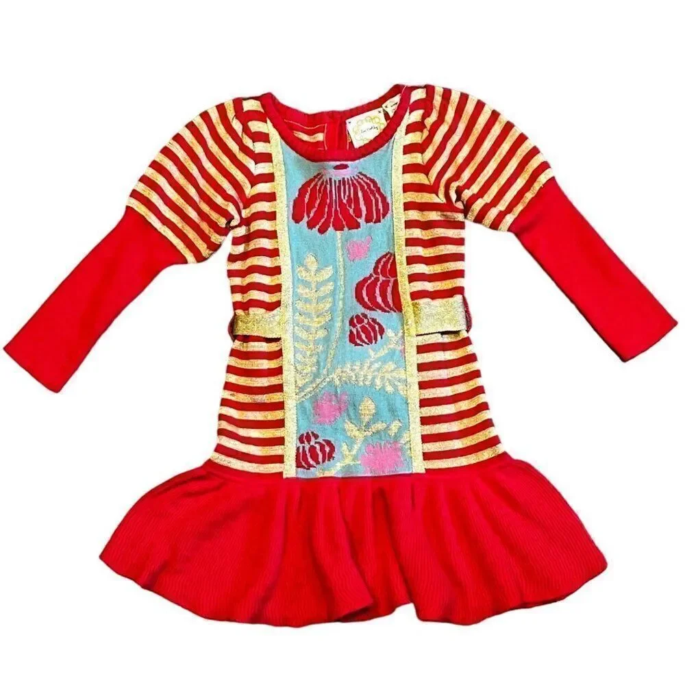 NWT! Anthropologie Kids x Lia Molly Holiday Sparkly Stripes Sweater Dress Size 6